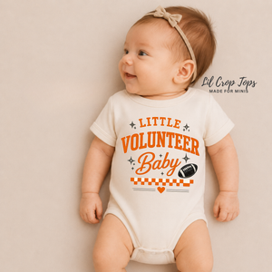 Little Volunteer Baby Bodysuit, Football Baby Outfit, Orange Game Day Bodysuit, Baby Football Fan Outfit, Tailgate Baby Clothes, Sports Baby Gift