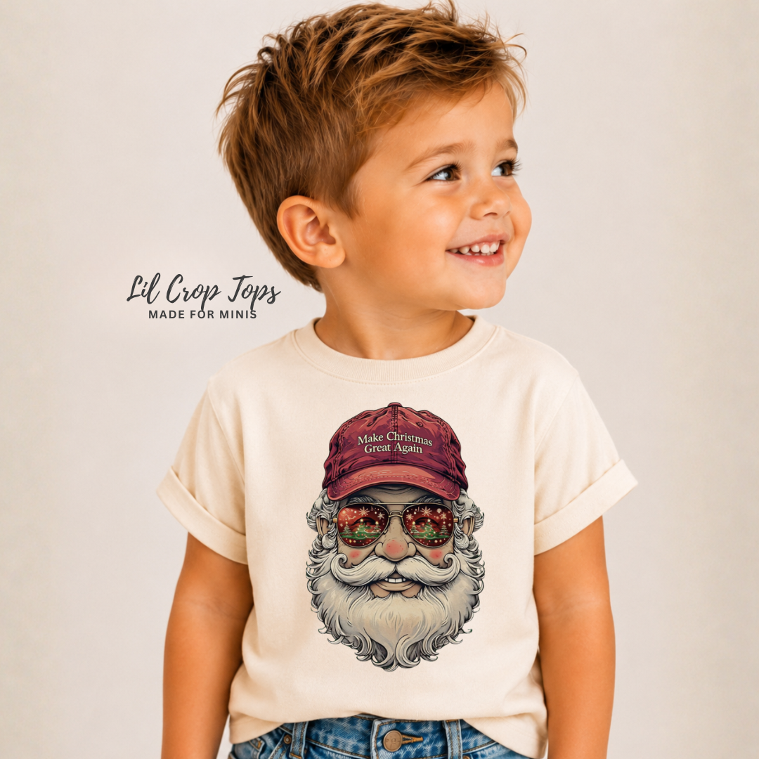 Make Christmas Great Again Santa Shirt  Funny Holiday Kids Tee  Baby Toddler Youth Christmas Shirt