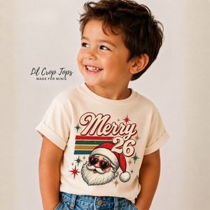 Kids Christmas Shirt 2026, Merry Christmas Toddler Tee, Vintage Santa Shirt, Baby Christmas Bodysuit, Retro Holiday Outfit for Kids