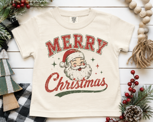 Vintage Merry Christmas Shirt, Santa Christmas Shirt, Baby Christmas Outfit, Toddler Christmas Tee, Retro Holiday Shirt, Kids Christmas Shirt