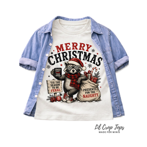 Funny Raccoon Christmas Shirt, Merry Christmas Raccoon Shirt, Toddler Christmas Shirt, Baby Christmas Bodysuit, Retro Holiday Shirt, Woodland Christmas Tee
