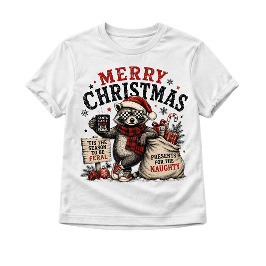 Funny Raccoon Christmas Shirt, Merry Christmas Raccoon Shirt, Toddler Christmas Shirt, Baby Christmas Bodysuit, Retro Holiday Shirt, Woodland Christmas Tee