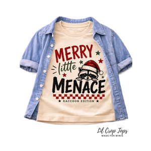 Merry Little Menace Shirt, Funny Christmas Baby Bodysuit, Raccoon Christmas Shirt, Toddler Christmas Outfit, Baby Holiday Shirt, First Christmas Gift