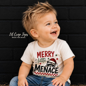 Merry Little Menace Shirt, Funny Christmas Baby Bodysuit, Raccoon Christmas Shirt, Toddler Christmas Outfit, Baby Holiday Shirt, First Christmas Gift