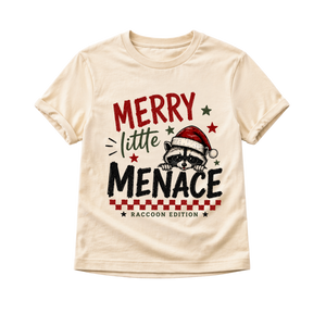 Merry Little Menace Shirt, Funny Christmas Baby Bodysuit, Raccoon Christmas Shirt, Toddler Christmas Outfit, Baby Holiday Shirt, First Christmas Gift
