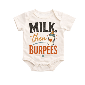 Milk Then Burpees Baby Bodysuit, Funny Baby Bodysuit, Newborn Outfit, Baby Shower Gift, Infant Bodysuit, Funny Baby Clothes, New Baby Gift