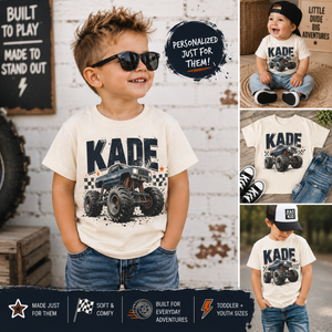 Personalized Monster Truck Shirt, Custom Name Monster Truck Tee, Monster Truck Birthday Shirt, Toddler Monster Truck Shirt, Kids Truck Shirt, Custom Gift