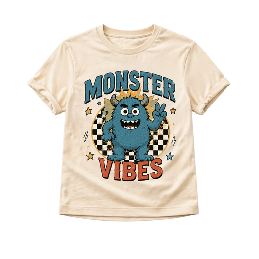 Monster Vibes Shirt, Cute Monster Shirt, Toddler Graphic Tee, Baby Monster Bodysuit, Retro Kids Shirt, Funny Monster Tee, Toddler Outfit
