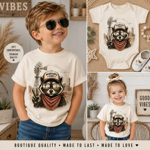 Nebraska Kids Shirt, Nebraska Baby Bodysuit, Toddler Nebraska Tee, Midwest Farm Kids Shirt, Nebraska Baby Gift, Farm Animal Tee