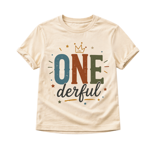 One-derful First Birthday Shirt, First Birthday Outfit, Neutral Birthday Shirt, Cake Smash Outfit, One Year Old Shirt, Birthday Boy Girl Tee