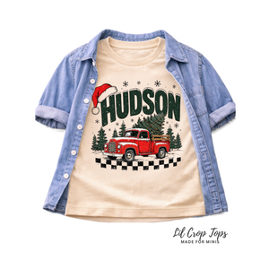 Personalized Christmas Truck Shirt, Custom Name Christmas Shirt, Vintage Red Truck Christmas Tee, Toddler Christmas Shirt, Kids Holiday Shirt, Christmas Gift