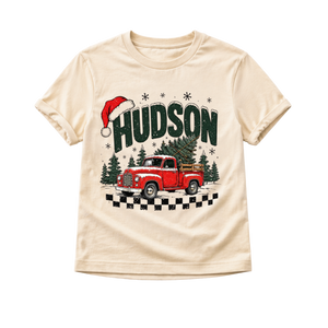 Personalized Christmas Truck Shirt, Custom Name Christmas Shirt, Vintage Red Truck Christmas Tee, Toddler Christmas Shirt, Kids Holiday Shirt, Christmas Gift