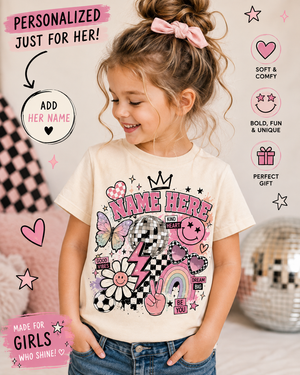 Personalized Girls Shirt, Custom Name Toddler Tee, Girls Name Shirt, Personalized Kids Shirt, Retro Girl Graphic Tee, Birthday Gift for Girl