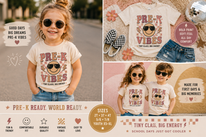 Pre K Vibes Back to School Shirt, First Day of Preschool Shirt, Toddler School Outfit, Retro Smiley Face Shirt, Preschool Tee