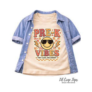 Pre K Vibes Back to School Shirt, First Day of Preschool Shirt, Toddler School Outfit, Retro Smiley Face Shirt, Preschool Tee