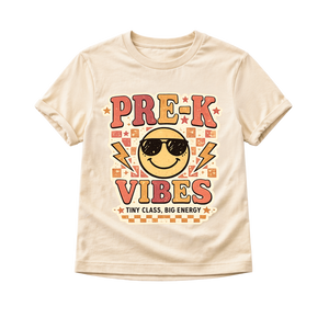 Pre K Vibes Back to School Shirt, First Day of Preschool Shirt, Toddler School Outfit, Retro Smiley Face Shirt, Preschool Tee