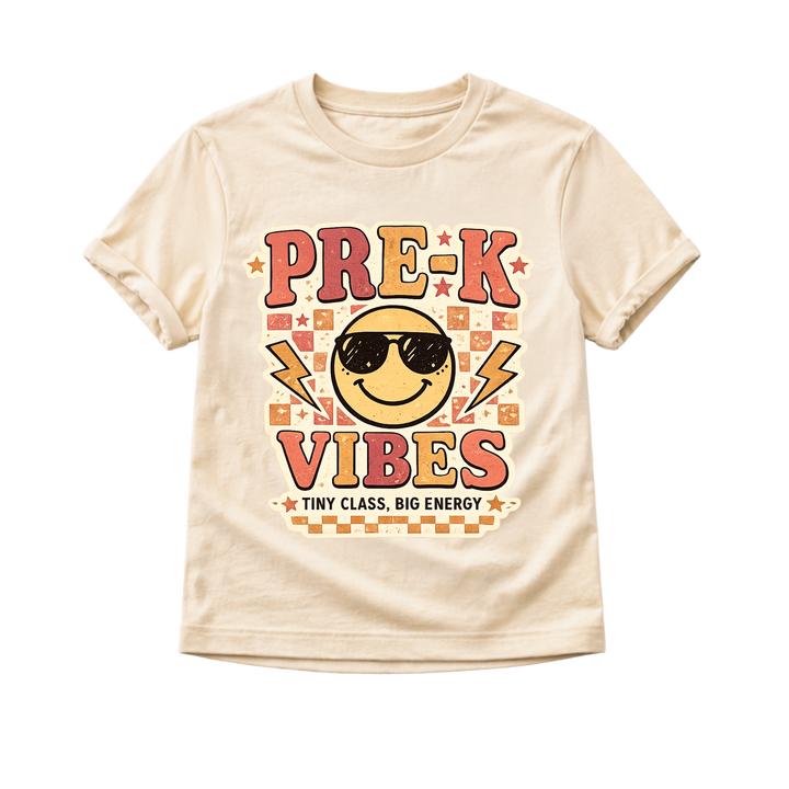 Pre K Vibes Back to School Shirt, First Day of Preschool Shirt, Toddler School Outfit, Retro Smiley Face Shirt, Preschool Tee