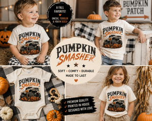 Monster Truck Halloween Shirt for Kids, Pumpkin Smasher Toddler Tee, Boys Halloween Shirt, Baby Halloween Bodysuit, Fall Truck Shirt