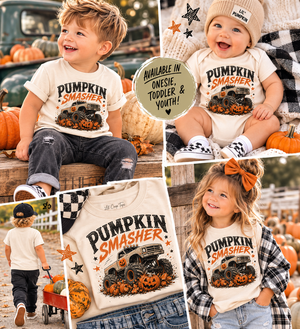Monster Truck Halloween Shirt for Kids, Pumpkin Smasher Toddler Tee, Boys Halloween Shirt, Baby Halloween Bodysuit, Fall Truck Shirt