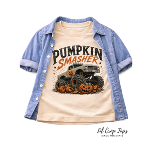 Monster Truck Halloween Shirt for Kids, Pumpkin Smasher Toddler Tee, Boys Halloween Shirt, Baby Halloween Bodysuit, Fall Truck Shirt