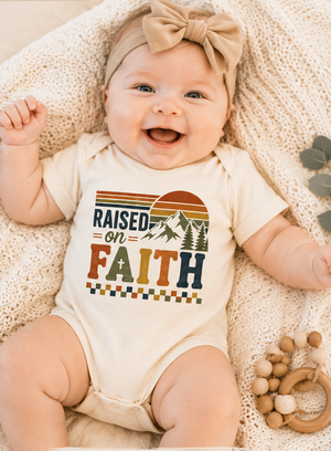 Christian Kids Shirt, Raised on Faith Shirt, Toddler Christian Tee, Baby Christian Bodysuit, Faith Based Kids Shirt, Christian Gift