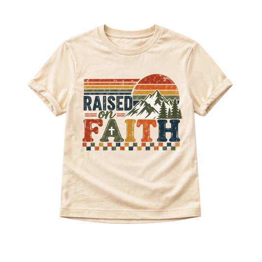 Christian Kids Shirt, Raised on Faith Shirt, Toddler Christian Tee, Baby Christian Bodysuit, Faith Based Kids Shirt, Christian Gift