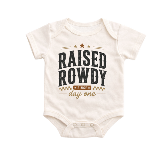Raised Rowdy Since Day One Bodysuit, Cowboy Baby Outfit, Western Baby Bodysuit, Country Baby Clothes, Rodeo Baby Gift, Funny Baby Bodysuit