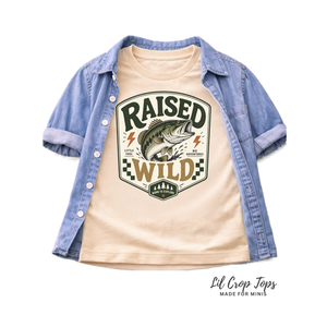 Raised Wild Fishing Shirt, Bass Fishing Shirt for Kids, Toddler Fishing Shirt, Baby Fishing Bodysuit, Outdoor Adventure Shirt, Camping Kids Tee