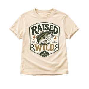 Raised Wild Fishing Shirt, Bass Fishing Shirt for Kids, Toddler Fishing Shirt, Baby Fishing Bodysuit, Outdoor Adventure Shirt, Camping Kids Tee