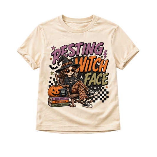 Girls Halloween Shirt, Resting Witch Face Tee, Toddler Halloween Shirt, Baby Halloween Bodysuit, Witch Shirt for Kids, Spooky Season Outfit