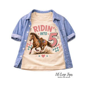 5th Birthday Cowgirl Shirt, Ridin Into Five Shirt, Horse Birthday Shirt Girl, Girl Turning 5 Tee, Western 5th Birthday Outfit
