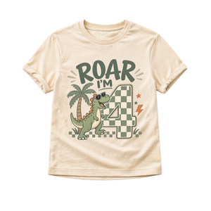 4th Birthday Dinosaur Shirt, Roar I’m Four Shirt, Dinosaur Birthday Shirt for Kids, 4 Year Old Birthday Tee, Dino Birthday Outfit