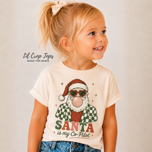 Kids Christmas Shirt, Santa Is My Co Pilot Tee, Baby Christmas Bodysuit, Toddler Christmas Shirt, Retro Santa Holiday Outfit