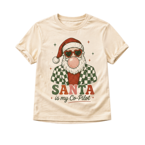 Kids Christmas Shirt, Santa Is My Co Pilot Tee, Baby Christmas Bodysuit, Toddler Christmas Shirt, Retro Santa Holiday Outfit