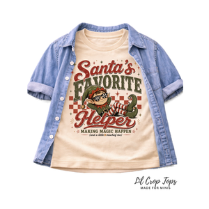Santa's Favorite Helper Christmas Shirt, Baby Christmas Outfit, Toddler Elf Shirt, Retro Christmas Tee, Holiday Shirt for Kids, Christmas Gift