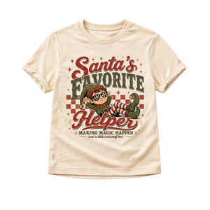 Santa's Favorite Helper Christmas Shirt, Baby Christmas Outfit, Toddler Elf Shirt, Retro Christmas Tee, Holiday Shirt for Kids, Christmas Gift