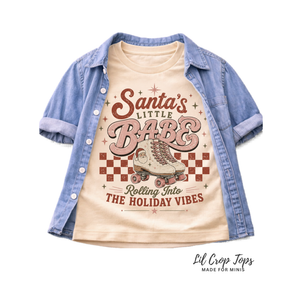 Santa's Little Babe Christmas Shirt, Roller Skate Holiday Shirt, Baby Christmas Outfit, Toddler Retro Christmas Tee, Kids Holiday Shirt