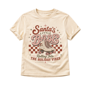 Santa's Little Babe Christmas Shirt, Roller Skate Holiday Shirt, Baby Christmas Outfit, Toddler Retro Christmas Tee, Kids Holiday Shirt