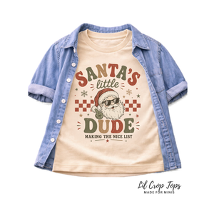 Santa's Little Dude Shirt, Toddler Christmas Shirt, Baby Christmas Bodysuit, Funny Santa Shirt, Retro Christmas Tee, Kids Holiday Outfit, Christmas Gift