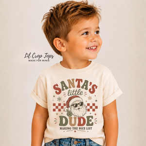 Santa's Little Dude Shirt, Toddler Christmas Shirt, Baby Christmas Bodysuit, Funny Santa Shirt, Retro Christmas Tee, Kids Holiday Outfit, Christmas Gift