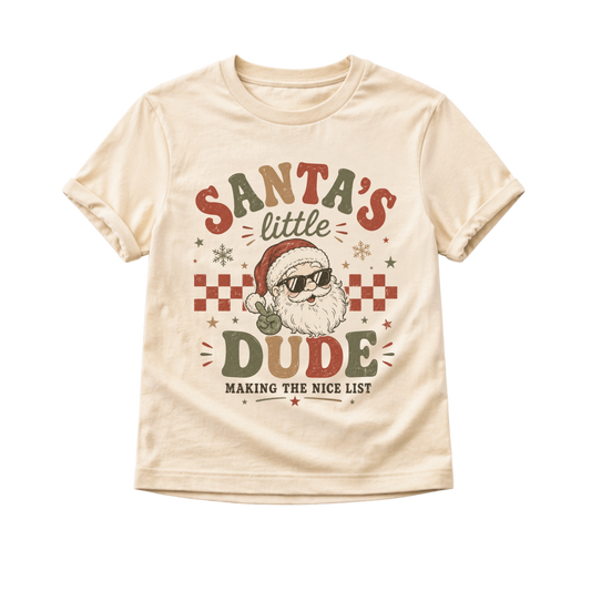 Santa's Little Dude Shirt, Toddler Christmas Shirt, Baby Christmas Bodysuit, Funny Santa Shirt, Retro Christmas Tee, Kids Holiday Outfit, Christmas Gift