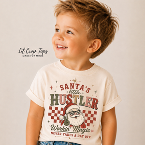Santa's Little Hustler Shirt, Funny Christmas Shirt for Kids, Toddler Christmas Shirt, Retro Santa Tee, Baby Christmas Bodysuit, Holiday Outfit, Christmas Gift