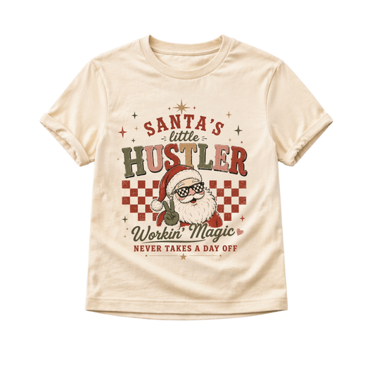 Santa's Little Hustler Shirt, Funny Christmas Shirt for Kids, Toddler Christmas Shirt, Retro Santa Tee, Baby Christmas Bodysuit, Holiday Outfit, Christmas Gift