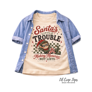 Santa's Little Trouble Christmas Shirt, Funny Elf Shirt, Baby Christmas Bodysuit, Toddler Holiday Tee, Naughty List Shirt, Retro Christmas Tee