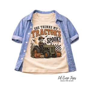 Tractor Halloween Shirt for Kids, Funny Toddler Halloween Tee, Baby Halloween Bodysuit, Skeleton Tractor Shirt, Farm Halloween Outfit