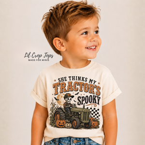 Tractor Halloween Shirt for Kids, Funny Toddler Halloween Tee, Baby Halloween Bodysuit, Skeleton Tractor Shirt, Farm Halloween Outfit