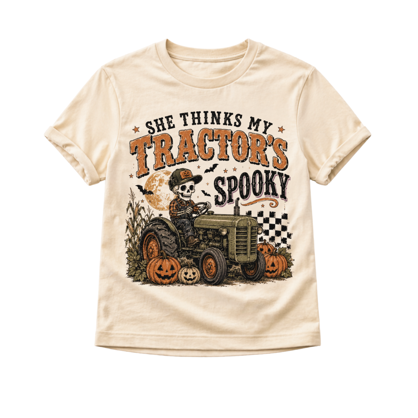 Tractor Halloween Shirt for Kids, Funny Toddler Halloween Tee, Baby Halloween Bodysuit, Skeleton Tractor Shirt, Farm Halloween Outfit