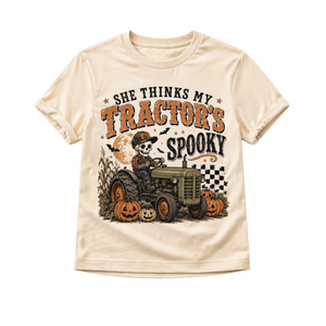 Tractor Halloween Shirt for Kids, Funny Toddler Halloween Tee, Baby Halloween Bodysuit, Skeleton Tractor Shirt, Farm Halloween Outfit