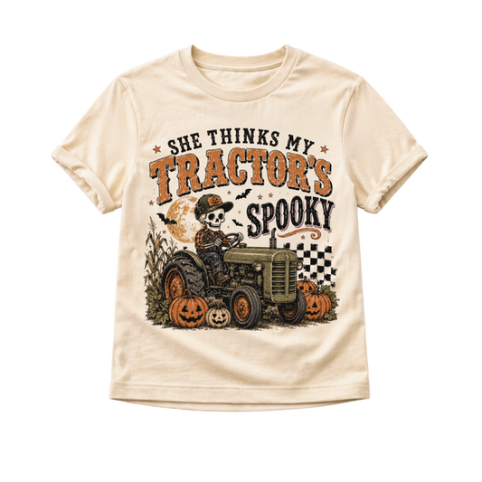 Tractor Halloween Shirt for Kids, Funny Toddler Halloween Tee, Baby Halloween Bodysuit, Skeleton Tractor Shirt, Farm Halloween Outfit