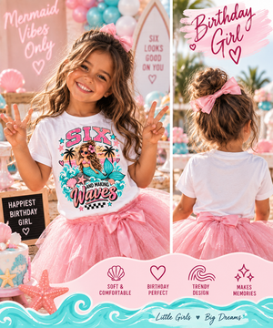 6th Birthday Girl Shirt, Mermaid Birthday Shirt, Six and Making Waves Tee, 6 Year Old Birthday Outfit, Under the Sea Mermaid Party